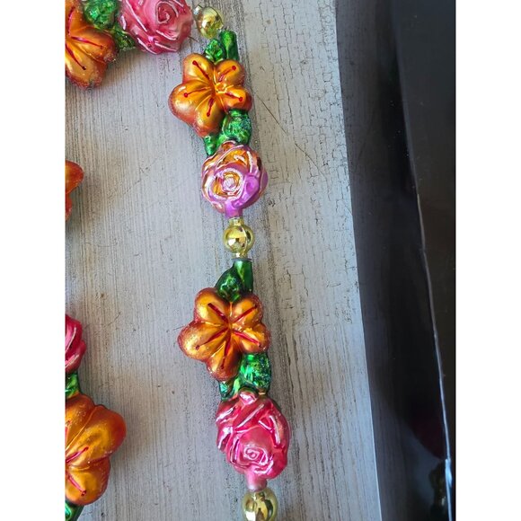 Radko lei land flower Garland glitter tropical Hawaiian glass Xmas vintage hibis - Picture 3 of 15